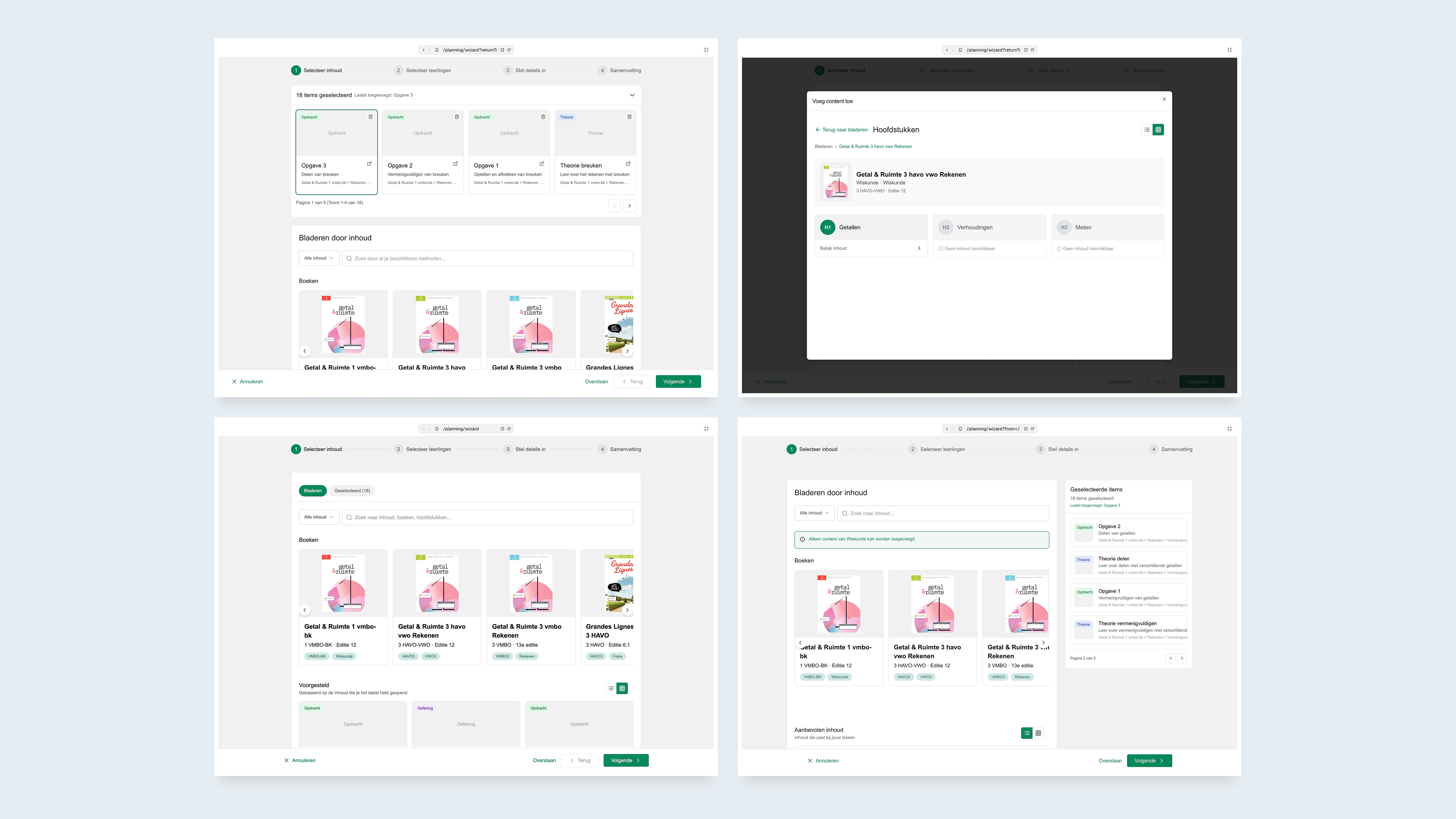 Wireframes en user flow van Taskplanner